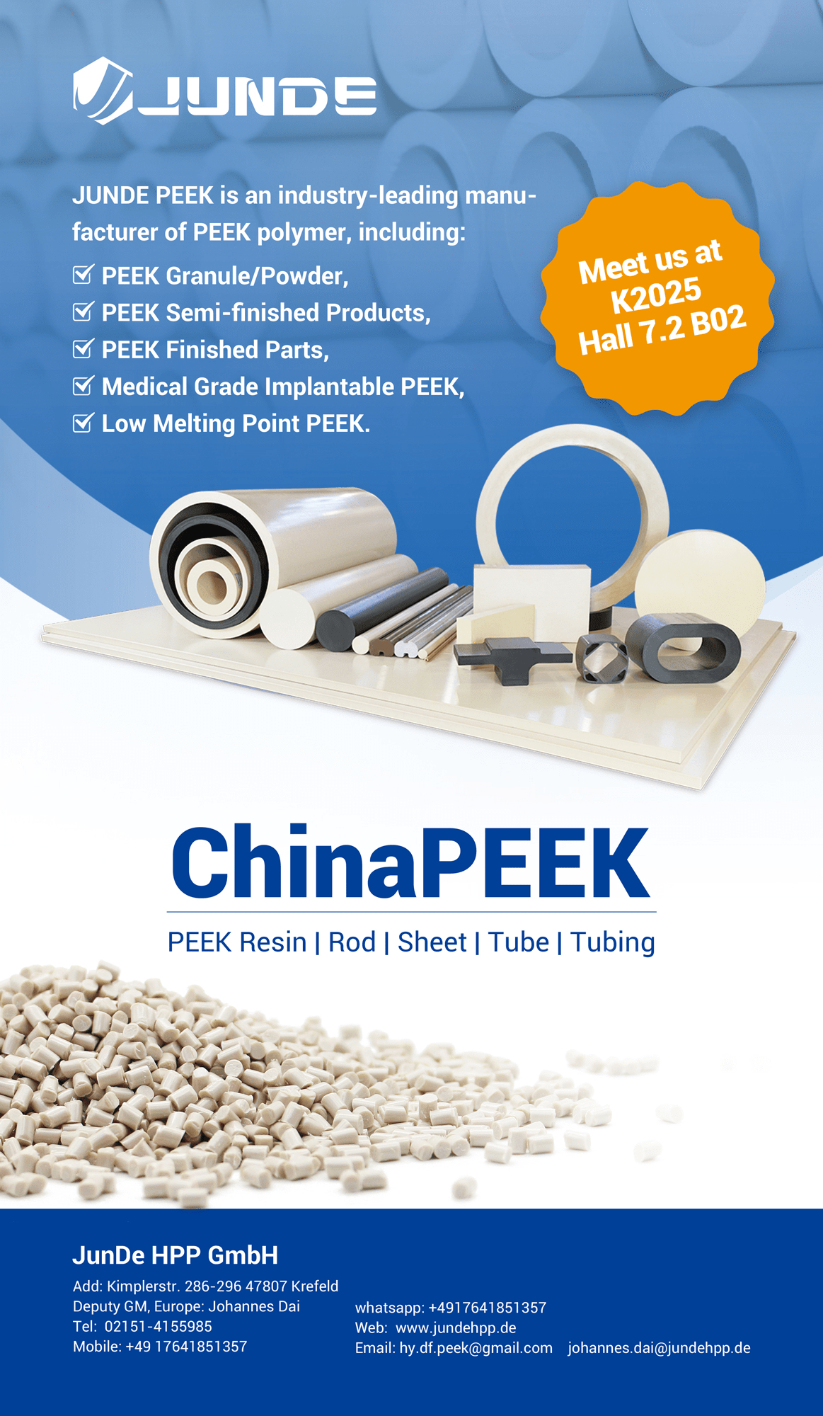 Rendez-vous avec nous au K2025 Hall 7.2 B02NO1-Junhua